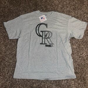 Majestic Gray Colorado Rockies CR Graphic Short Sleeve Tee